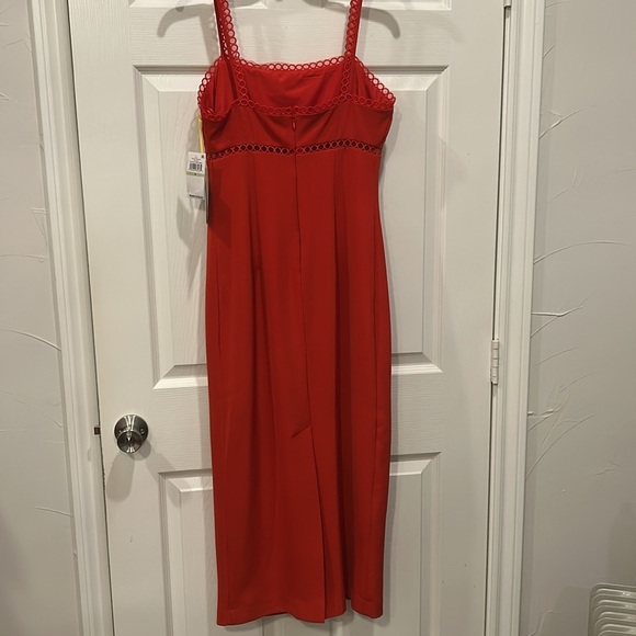 CeCe Red Sheath Midi Dress Square Neck Cocktail - Picture 6 of 10